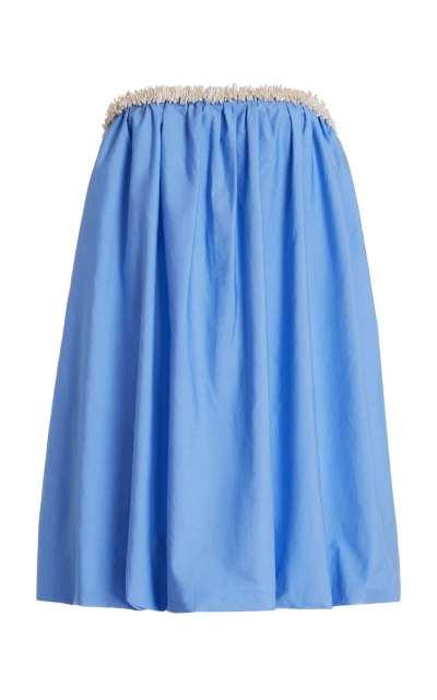 Alejandra Alonso Rojas Peal-embellished Cotton Poplin Mini Bubble Dress In Blue