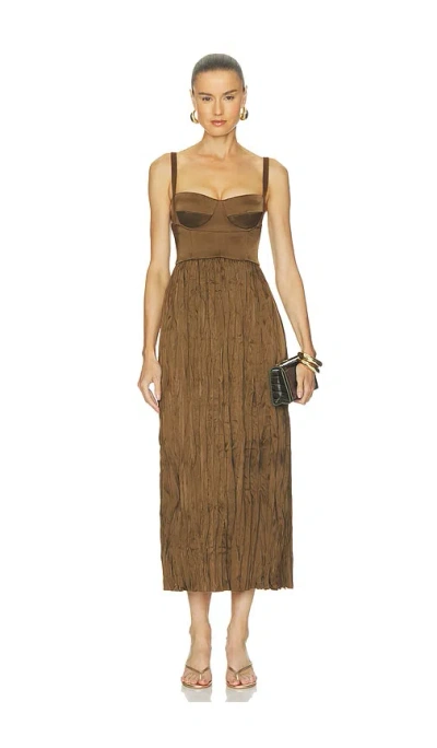 Alejandra Alonso Rojas Pleated Bustier Dress In Brown