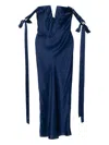 Alejandra Alonso Rojas Plunging Bias-cut Gown In Blue