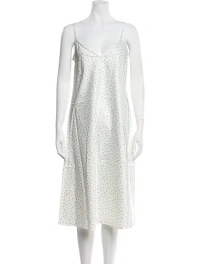 Pre-owned Alejandra Alonso Rojas Polka Dot Print Midi Length Dress W/ Tags In White