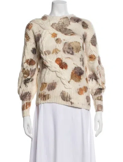 Pre-owned Alejandra Alonso Rojas Printed Crew Neck Sweater In Neutral