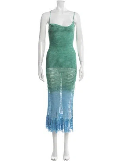 Pre-owned Alejandra Alonso Rojas Printed Long Dress In Green