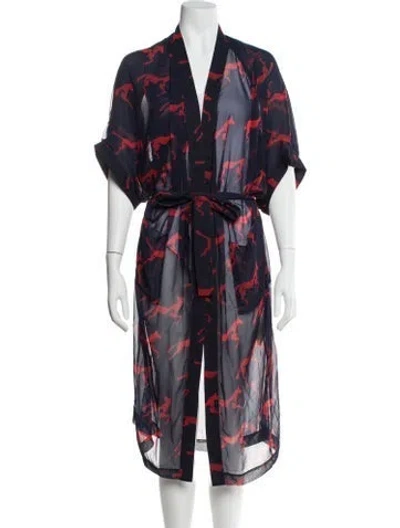 Pre-owned Alejandra Alonso Rojas Printed Robe In Blue