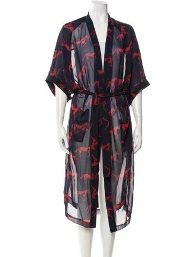 Pre-owned Alejandra Alonso Rojas Printed Robe In Blue