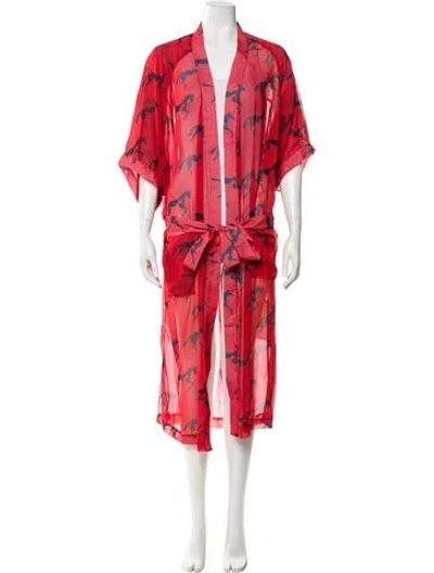 Pre-owned Alejandra Alonso Rojas Printed Robe In Red