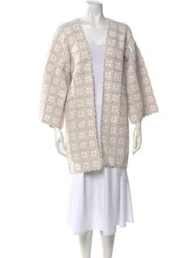 Pre-owned Alejandra Alonso Rojas Printed V-neck Sweater W/ Tags In Neutral