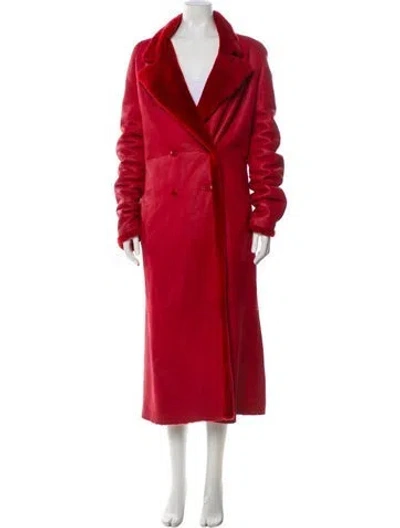 Pre-owned Alejandra Alonso Rojas Shearling Faux Fur Coat In Red