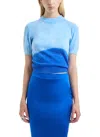 Alejandra Alonso Rojas Short Sleeve Knit Sweater In Blue Degrade