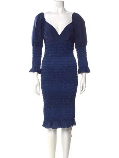 Pre-owned Alejandra Alonso Rojas Silk Knee-length Dress W/ Tags In Blue