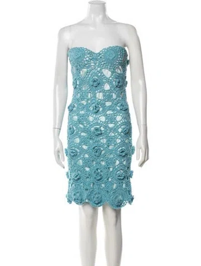 Pre-owned Alejandra Alonso Rojas Silk Knee-length Dress W/ Tags In Blue