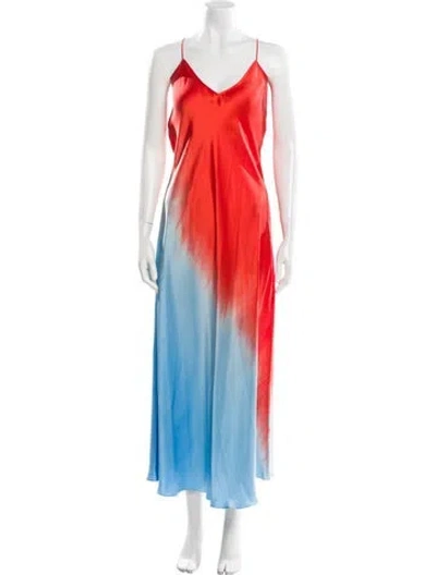 Pre-owned Alejandra Alonso Rojas Silk Long Dress In Blue
