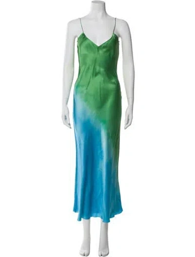 Pre-owned Alejandra Alonso Rojas Silk Long Dress In Blue