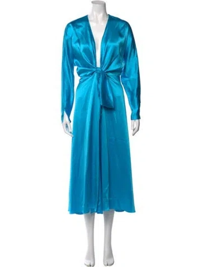 Pre-owned Alejandra Alonso Rojas Silk Long Dress In Blue