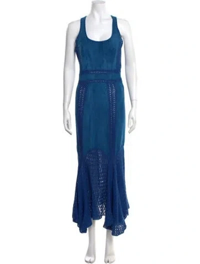 Pre-owned Alejandra Alonso Rojas Silk Long Dress In Blue