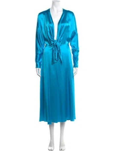 Pre-owned Alejandra Alonso Rojas Silk Long Dress In Blue