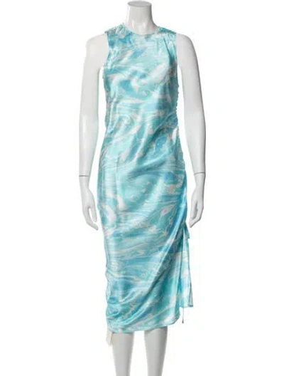 Pre-owned Alejandra Alonso Rojas Silk Long Dress In Blue