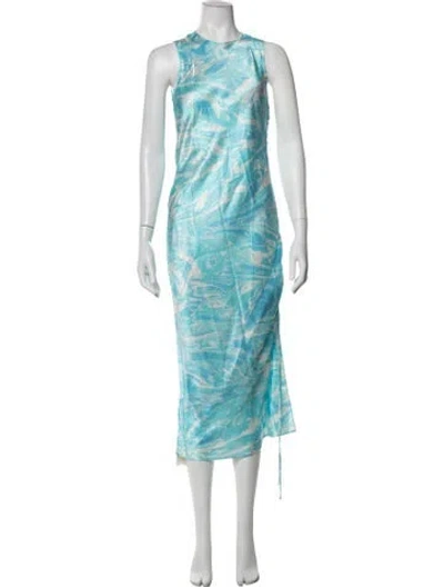 Pre-owned Alejandra Alonso Rojas Silk Long Dress In Blue