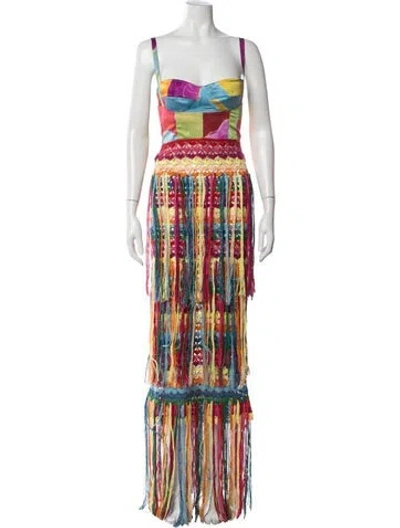 Pre-owned Alejandra Alonso Rojas Silk Long Dress In Multicolor