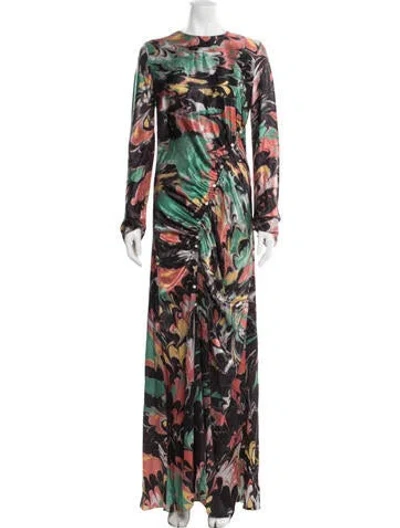 Pre-owned Alejandra Alonso Rojas Silk Long Dress In Multicolor