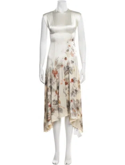 Pre-owned Alejandra Alonso Rojas Silk Long Dress In Neutral