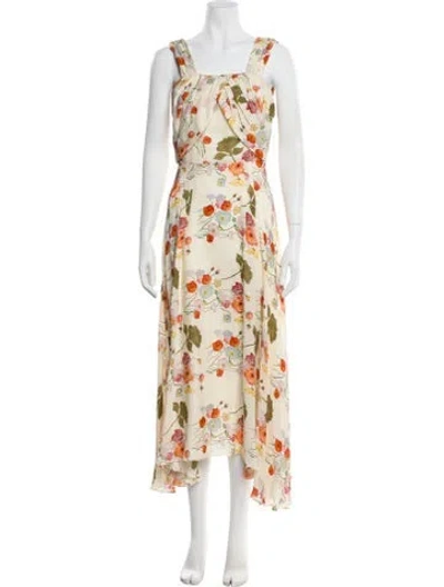 Pre-owned Alejandra Alonso Rojas Silk Long Dress In Neutral