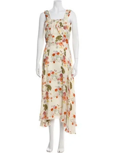 Pre-owned Alejandra Alonso Rojas Silk Long Dress In Neutral