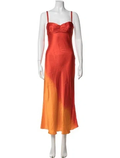 Pre-owned Alejandra Alonso Rojas Silk Long Dress In Orange