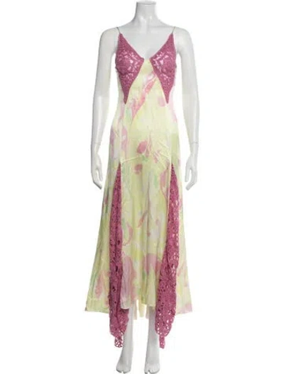 Pre-owned Alejandra Alonso Rojas Silk Long Dress In Pink