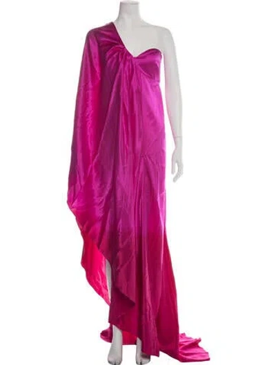 Pre-owned Alejandra Alonso Rojas Silk Long Dress In Pink