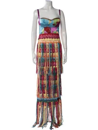 Pre-owned Alejandra Alonso Rojas Silk Long Dress In Purple