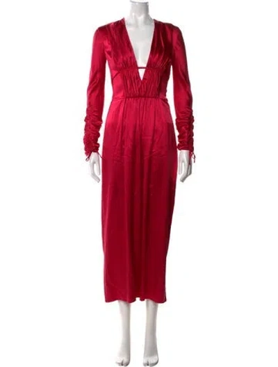 Pre-owned Alejandra Alonso Rojas Silk Long Dress In Red