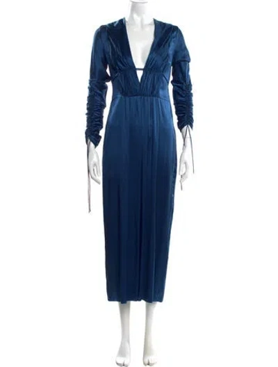Pre-owned Alejandra Alonso Rojas Silk Long Dress W/ Tags In Blue