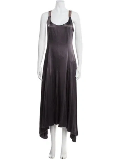 Pre-owned Alejandra Alonso Rojas Silk Long Dress W/ Tags In Gray