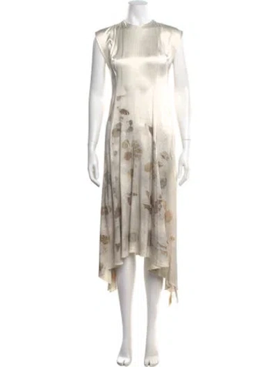 Pre-owned Alejandra Alonso Rojas Silk Long Dress W/ Tags In Neutral