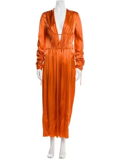 Pre-owned Alejandra Alonso Rojas Silk Long Dress W/ Tags In Orange