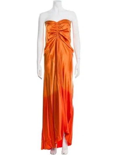 Pre-owned Alejandra Alonso Rojas Silk Long Dress W/ Tags In Orange
