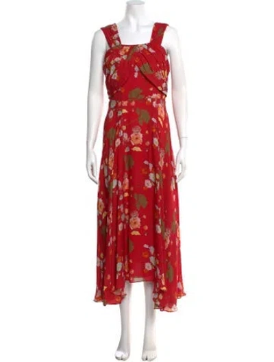 Pre-owned Alejandra Alonso Rojas Silk Long Dress W/ Tags In Red