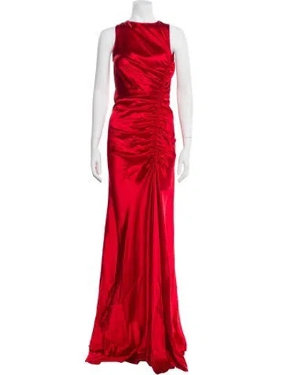 Pre-owned Alejandra Alonso Rojas Silk Long Dress W/ Tags In Red