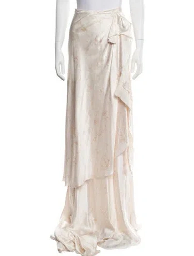 Pre-owned Alejandra Alonso Rojas Silk Long Skirt In Neutral
