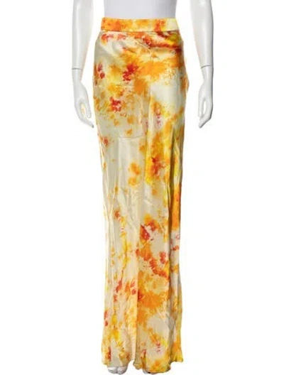 Pre-owned Alejandra Alonso Rojas Silk Long Skirt In Orange