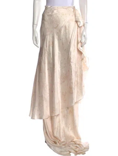 Pre-owned Alejandra Alonso Rojas Silk Long Skirt W/ Tags In Neutrals