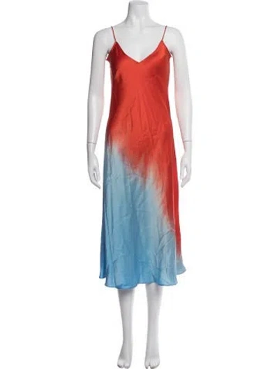 Pre-owned Alejandra Alonso Rojas Silk Midi Length Dress In Blue