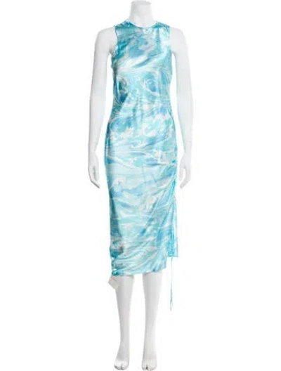 Pre-owned Alejandra Alonso Rojas Silk Midi Length Dress W/ Tags In Blue