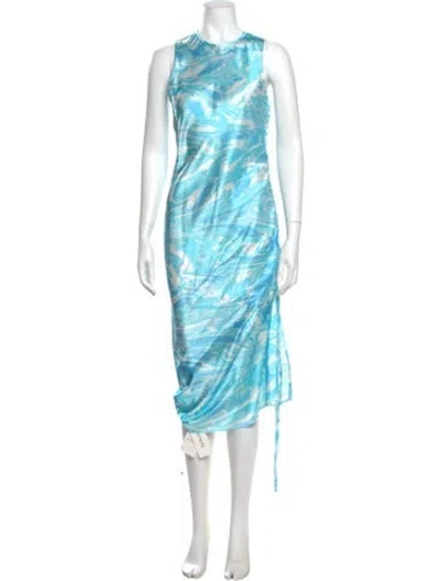 Pre-owned Alejandra Alonso Rojas Silk Midi Length Dress W/ Tags In Blue