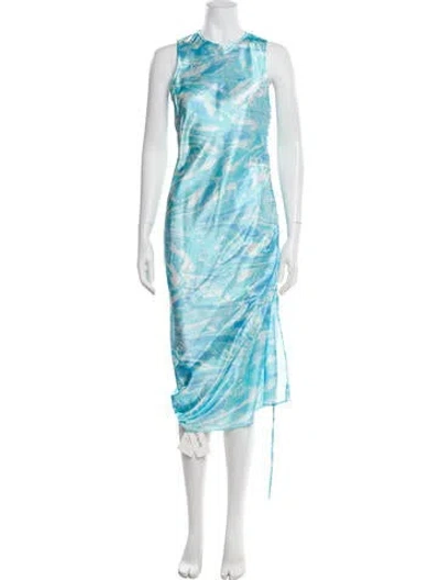 Pre-owned Alejandra Alonso Rojas Silk Midi Length Dress W/ Tags In Blue