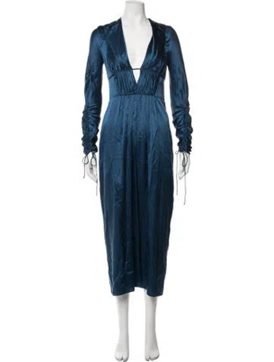 Pre-owned Alejandra Alonso Rojas Silk Midi Length Dress W/ Tags In Blue