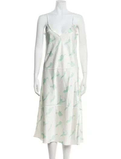 Pre-owned Alejandra Alonso Rojas Silk Midi Length Dress W/ Tags In Multi