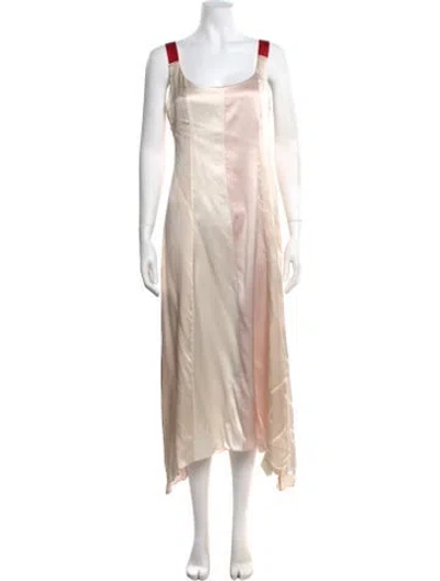Pre-owned Alejandra Alonso Rojas Silk Midi Length Dress W/ Tags In Neutral