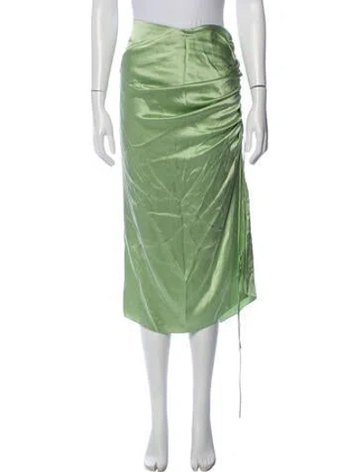 Pre-owned Alejandra Alonso Rojas Silk Midi Length Skirt In Green