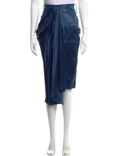Pre-owned Alejandra Alonso Rojas Silk Midi Length Skirt W/ Tags In Blue
